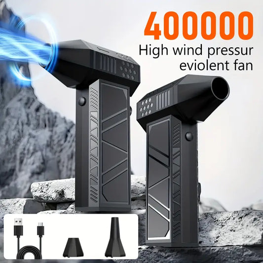 Compressed Air Dust Collector 400000 High Power Violent Fan, Wireless 130000 Rpm Rechargeable Air Blower, High Speed Powerful Turbo Fan, Camping Fan, Handheld Outdoor Hair Dryer,
